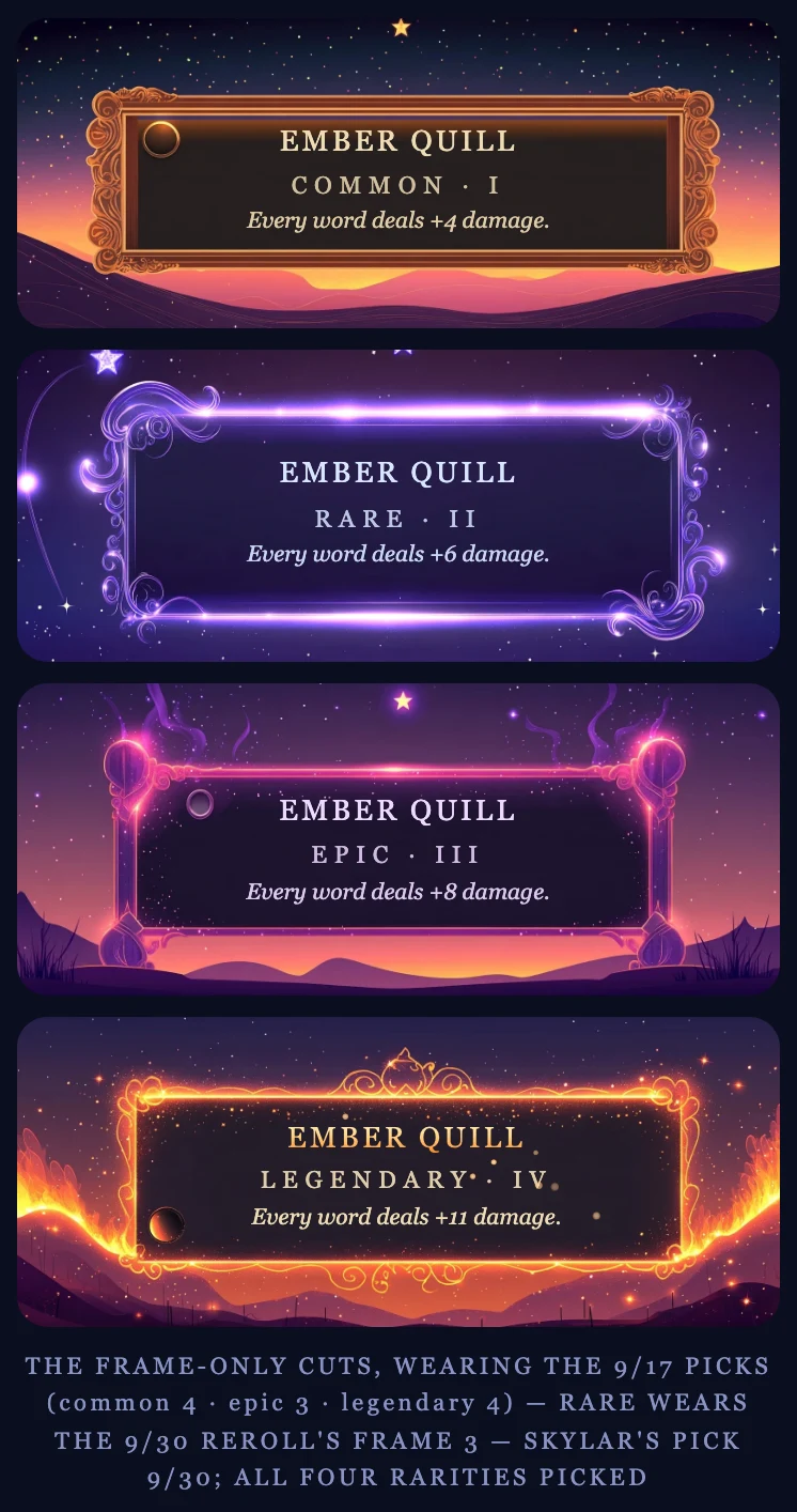 Iconless rarity ladder on iPhone 16